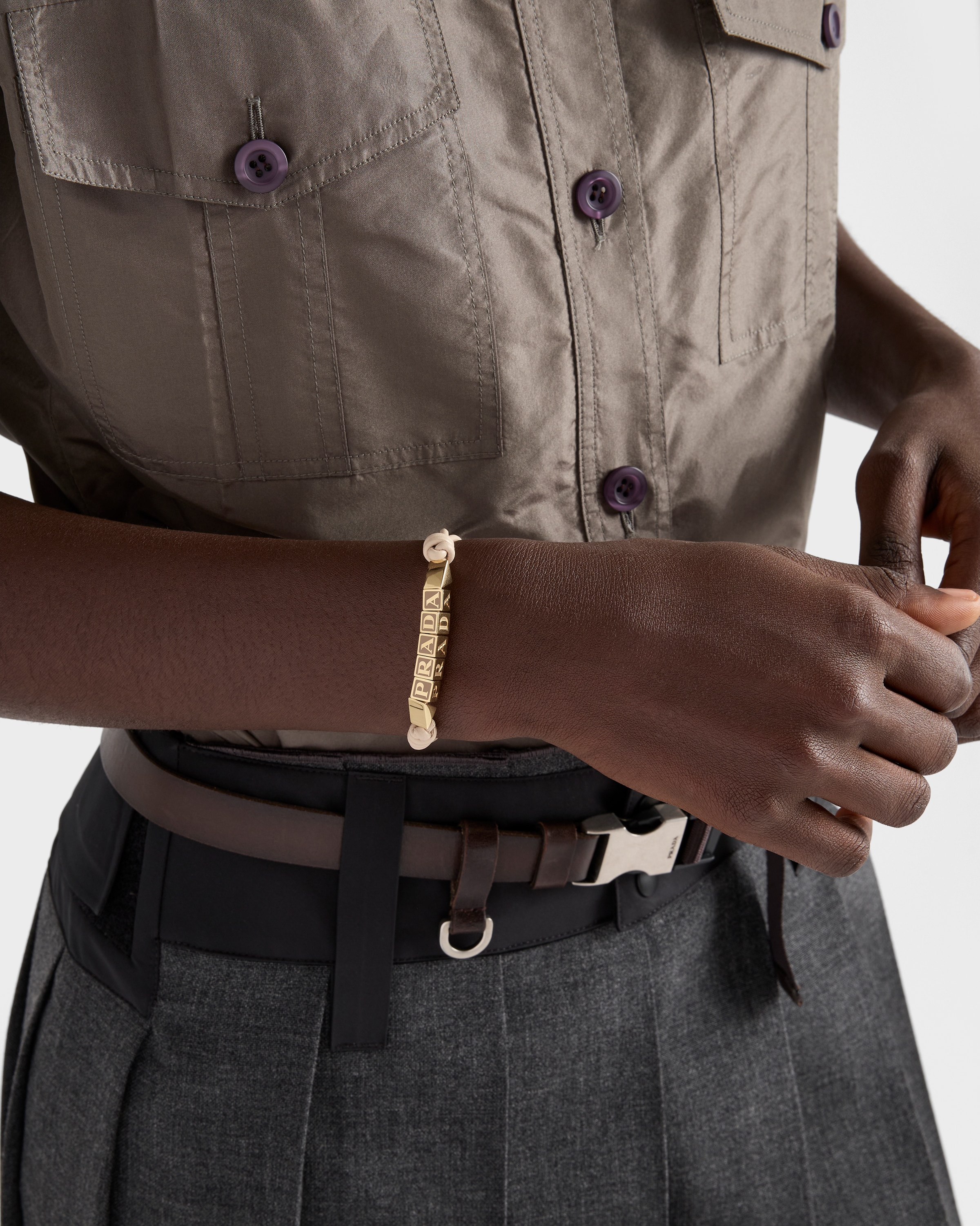 ピンクベージュ ナッパレザー ブレスレット | PRADA