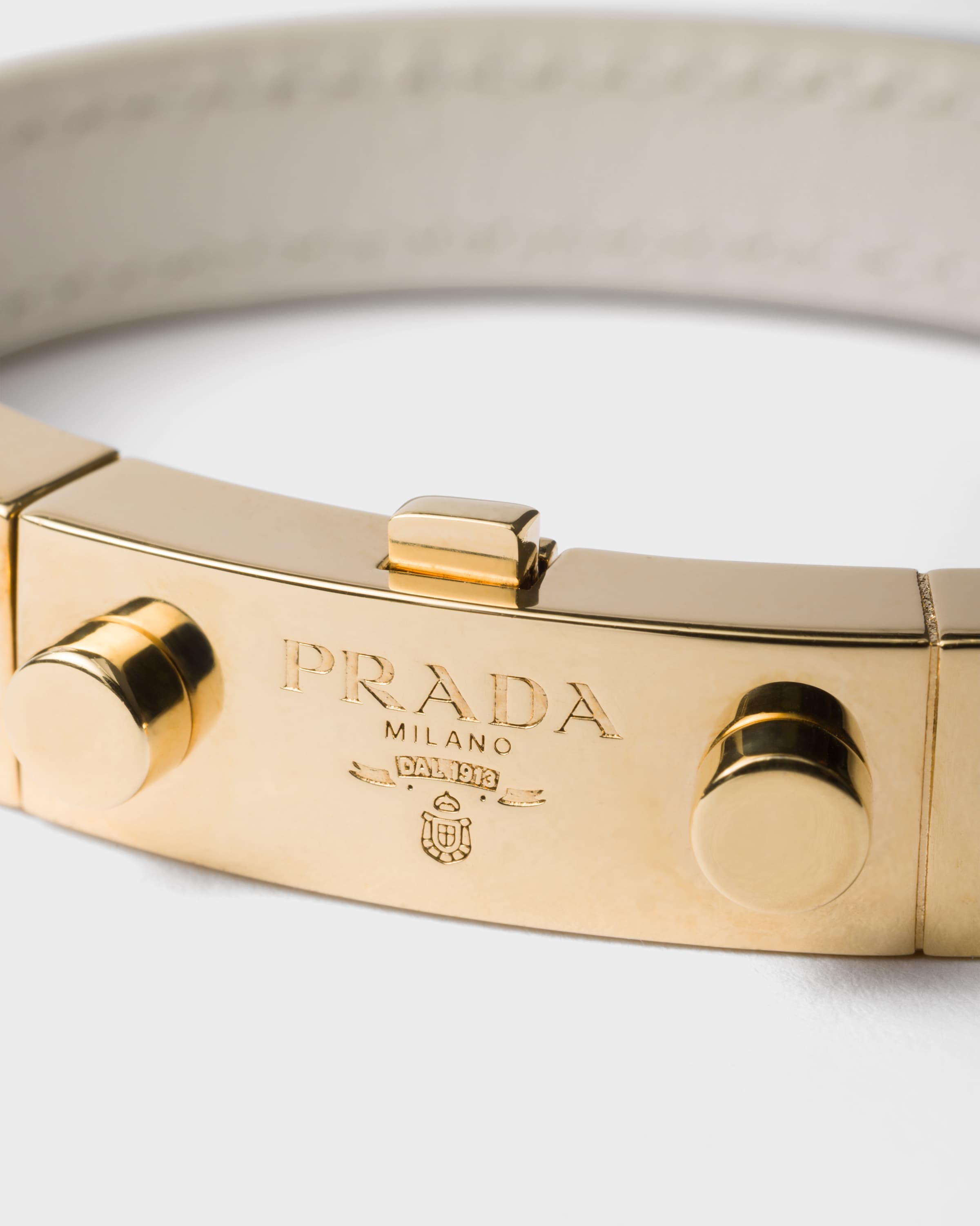 Chalk White Saffiano Leather Bracelet | PRADA - Turkey