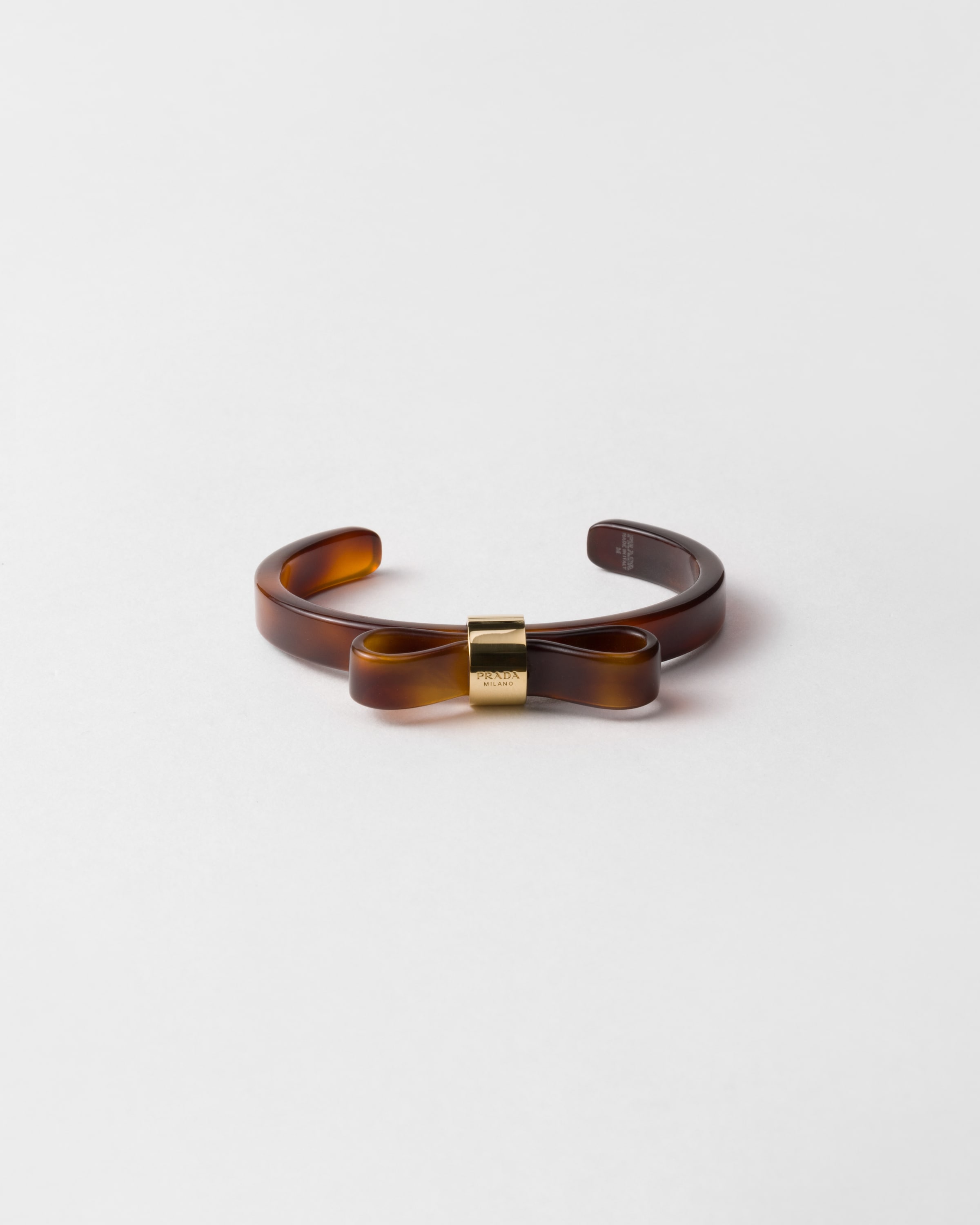 Prada Enamelled Metal Bracelet In Honey/tortoiseshell