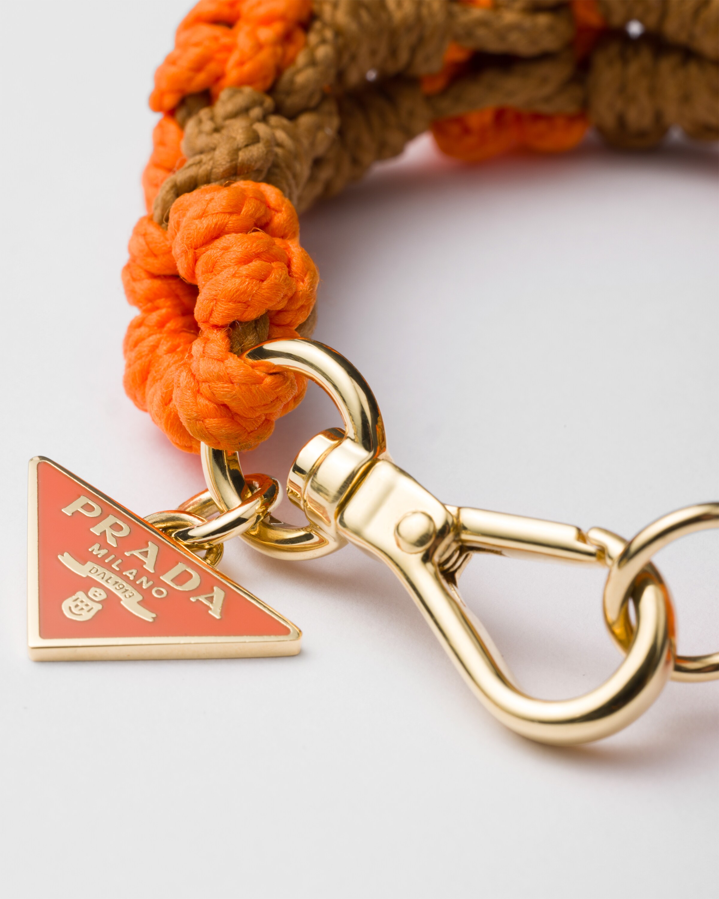 Prada Armband Aus Geflochtener Kordel In Orange/karamell