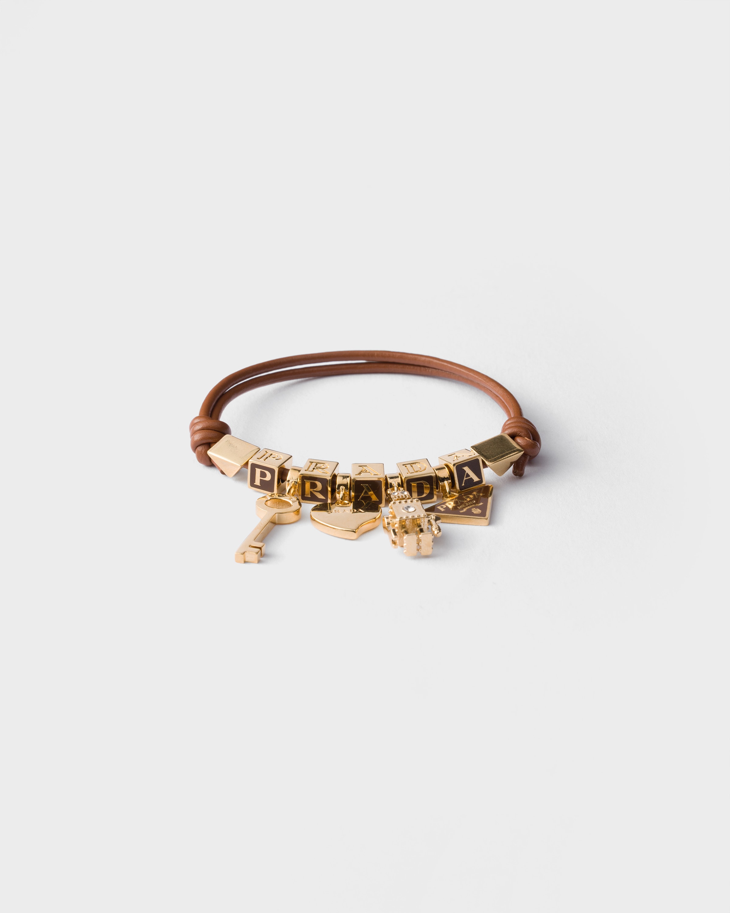 Cognac Nappa Leather And Metal Bracelet | PRADA - United States