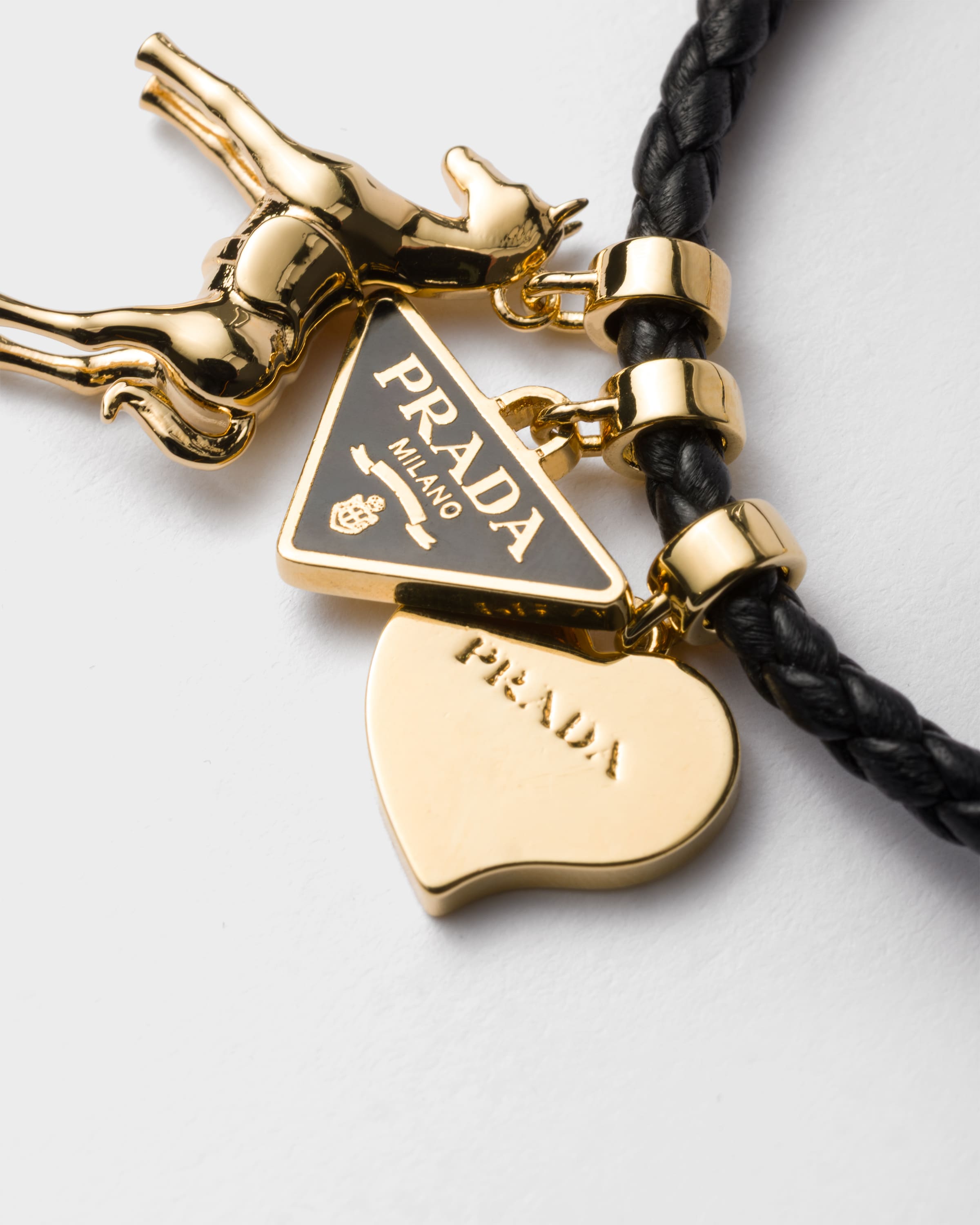 ブラック ブレイド ナッパレザー ブレスレット | PRADA - 日本