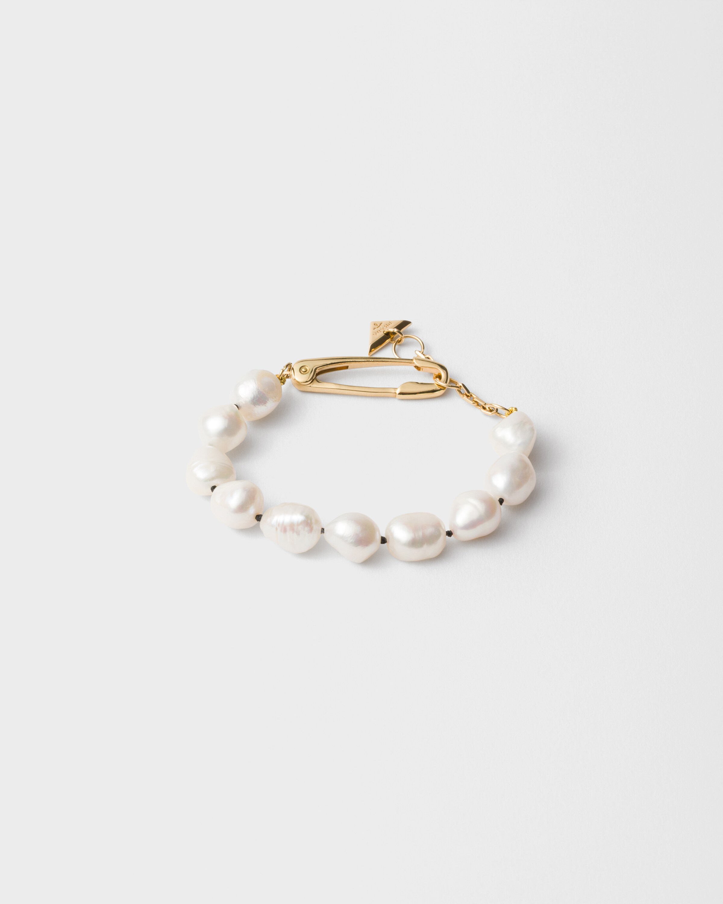 Prada Brazalete De Metal Con Perlas, Mujer, Dorado/perla