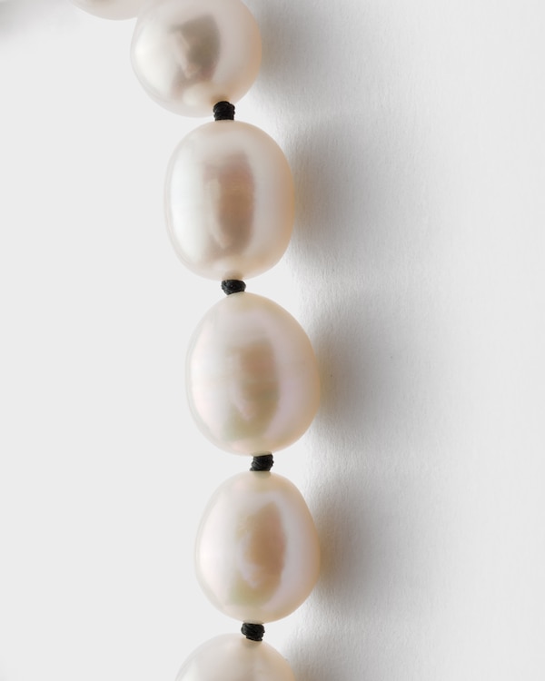 Metal bracelet with pearls - Steel/Pearl Metal bracelet with pearls - Steel/Pearl