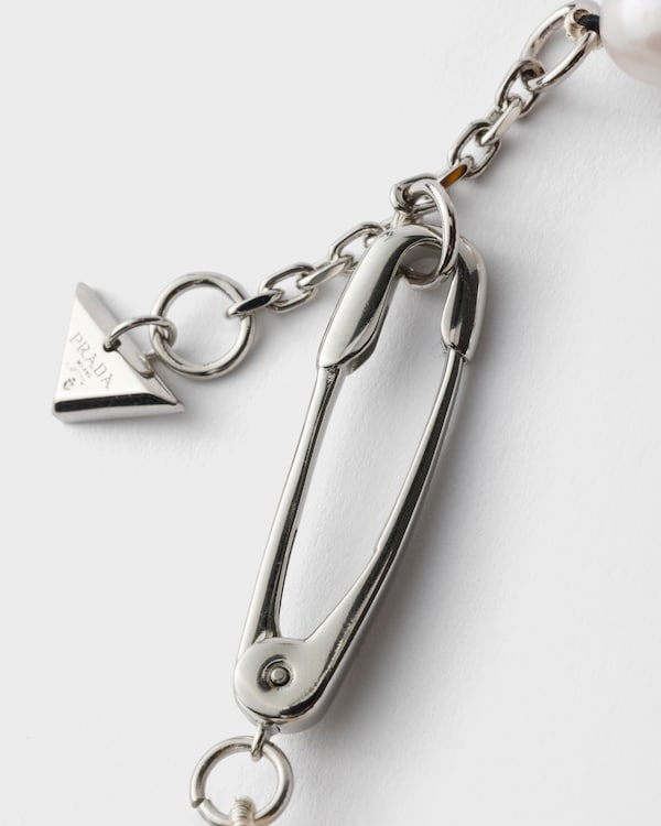 Metal bracelet with pearls - Steel/Pearl Metal bracelet with pearls - Steel/Pearl