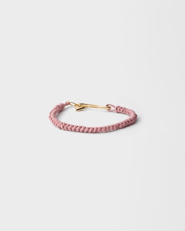 Braided nappa leather bracelet with metal ornament - Melocotón Braided nappa leather bracelet with metal ornament - Melocotón