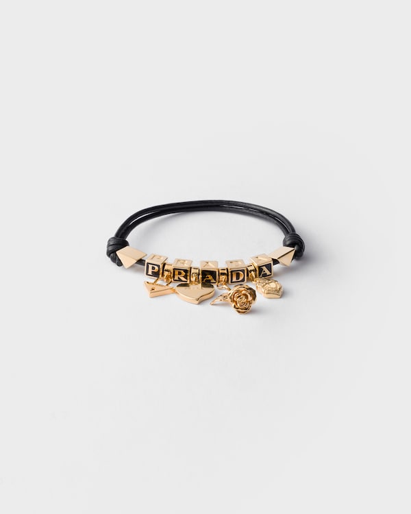 Bracelet en cuir nappa et métal - Noir Bracelet en cuir nappa et métal - Noir