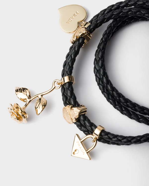 Braided nappa leather bracelet - Black Braided nappa leather bracelet - Black