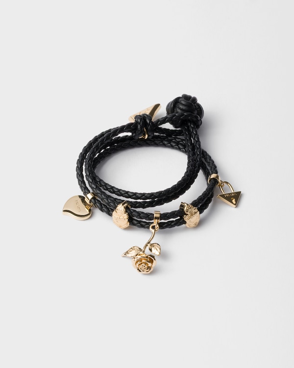 Braided nappa leather bracelet - Black Braided nappa leather bracelet - Black