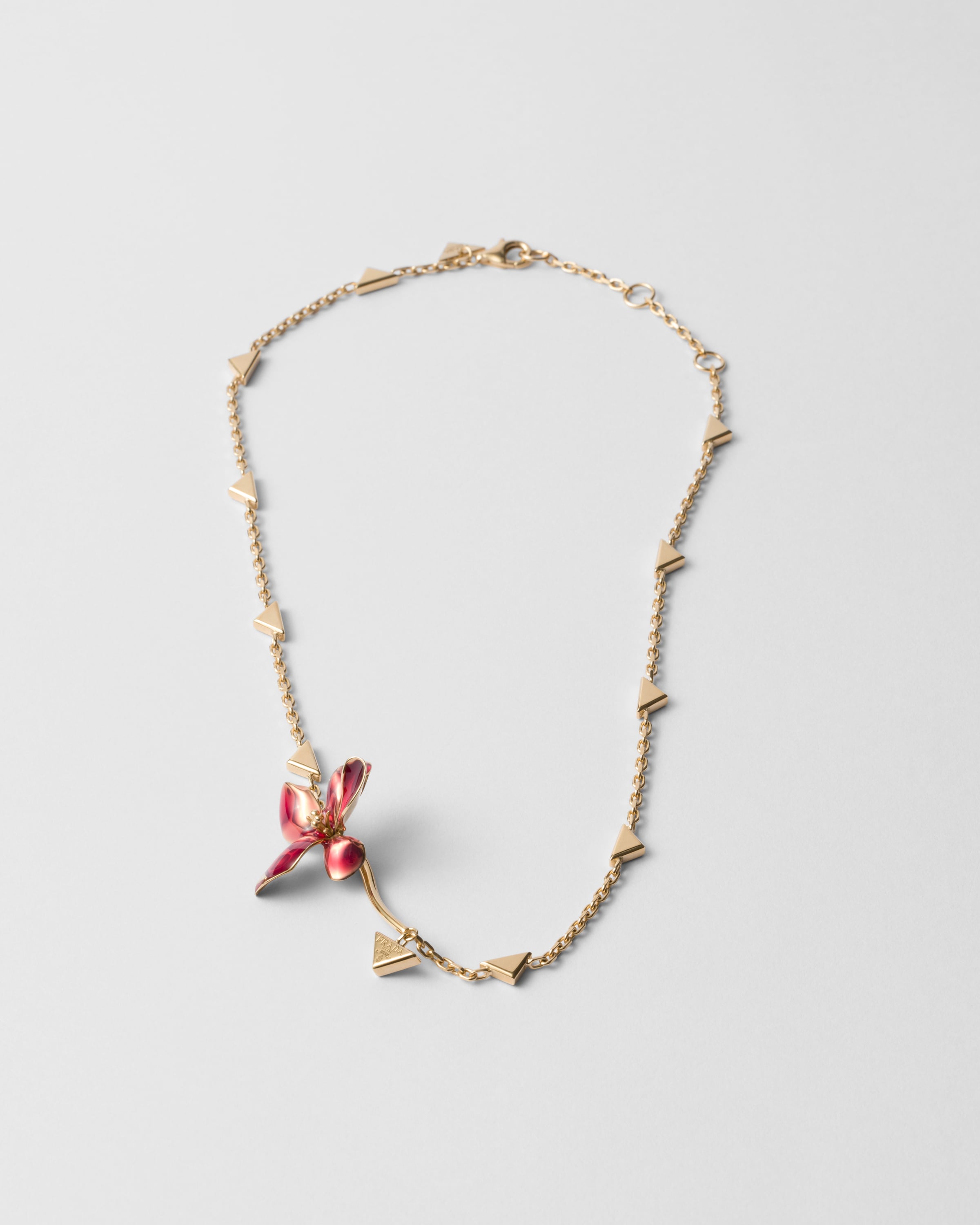 Prada Enameled Metal Necklace In Petal Pink