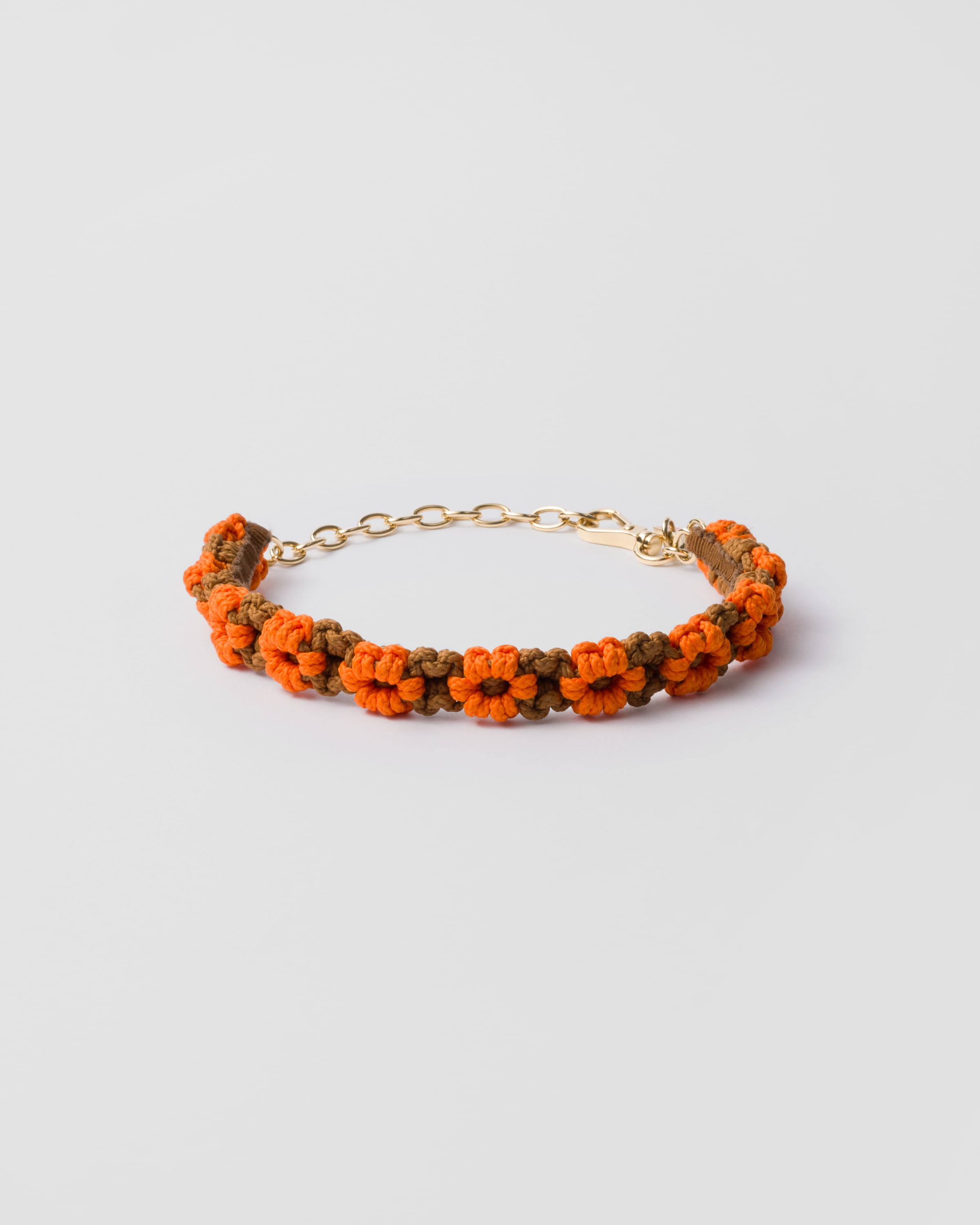 Prada Choker Aus Geflochtener Kordel In Orange/karamell