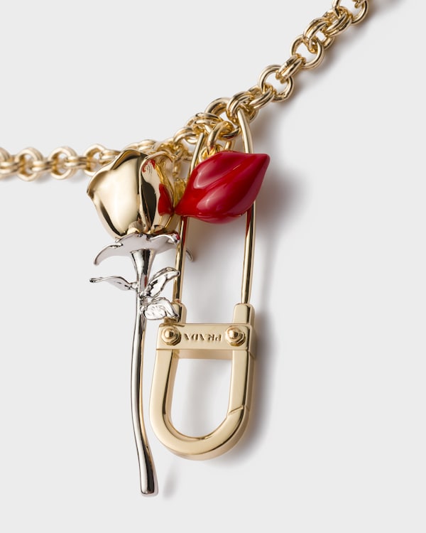 Enameled metal necklace - Gold Enameled metal necklace - Gold