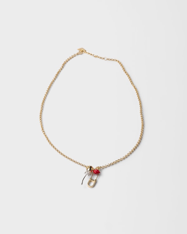 Enameled metal necklace - Gold Enameled metal necklace - Gold