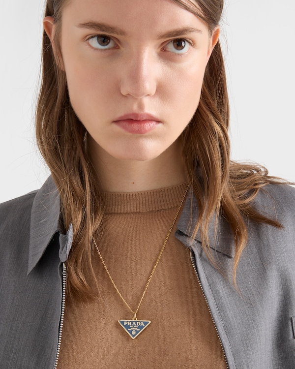 Enameled metal necklace - Gold/Aviation Blue Enameled metal necklace - Gold/Aviation Blue