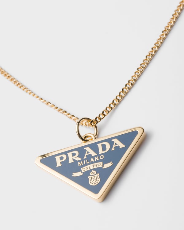 Enameled metal necklace - Gold/Aviation Blue Enameled metal necklace - Gold/Aviation Blue
