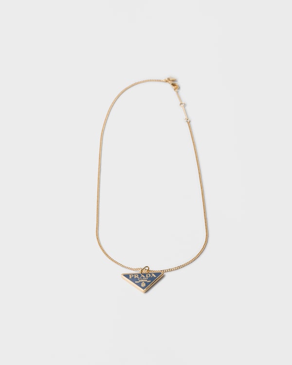 Enameled metal necklace - Gold/Aviation Blue Enameled metal necklace - Gold/Aviation Blue