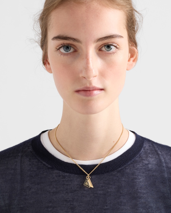 Enameled metal necklace - Gold/Black Enameled metal necklace - Gold/Black