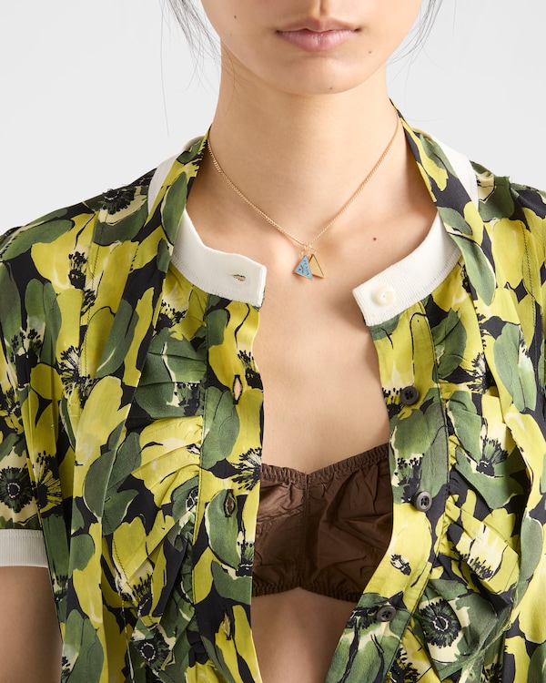 エナメル メタル ネックレス - ゴールド/チェレステブルー エナメル メタル ネックレス - ゴールド/チェレステブルー