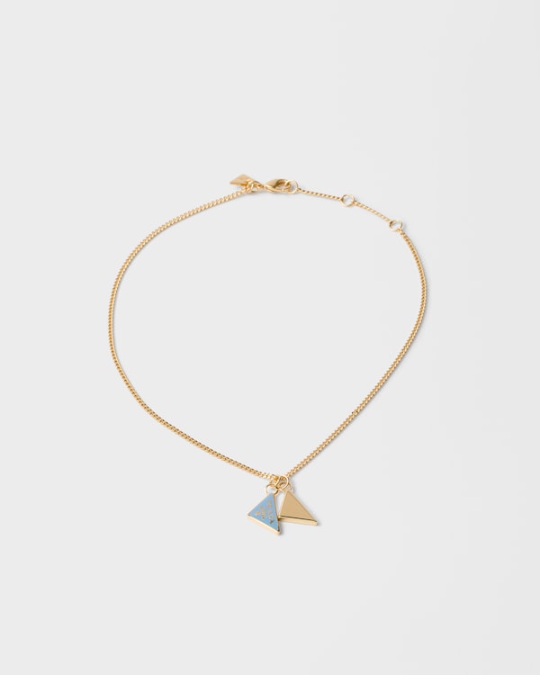 エナメル メタル ネックレス - ゴールド/チェレステブルー エナメル メタル ネックレス - ゴールド/チェレステブルー