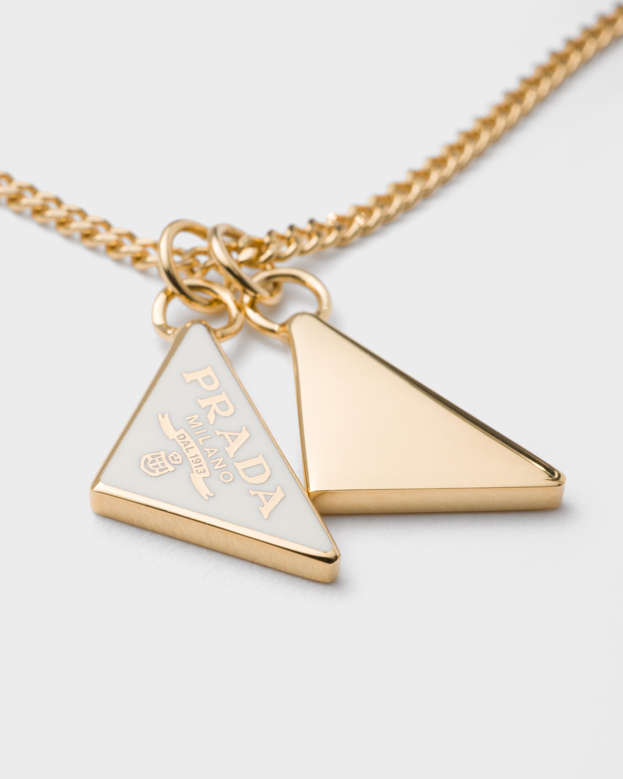 Gold/White Enameled metal necklace | PRADA - United States