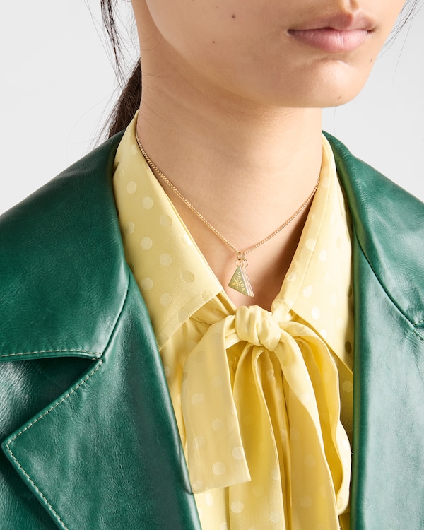 Enameled metal necklace - Gold/Aqua Enameled metal necklace - Gold/Aqua