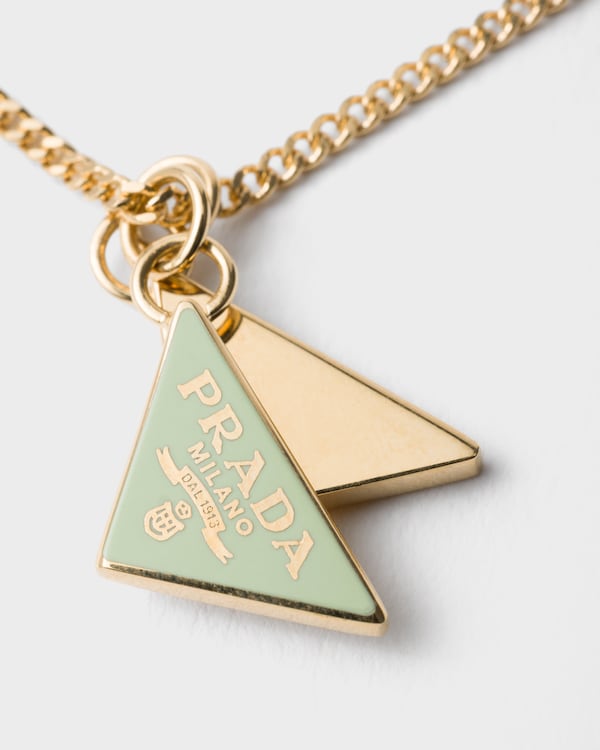 Enameled metal necklace - Gold/Aqua Enameled metal necklace - Gold/Aqua