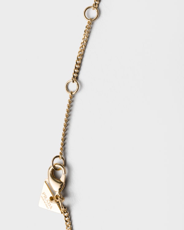 Enameled metal necklace - Gold/Aqua Enameled metal necklace - Gold/Aqua