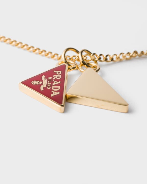 珐琅金属项链 - 金色/红色 珐琅金属项链 - 金色/红色