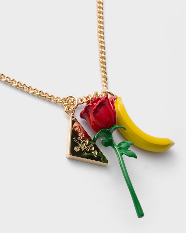 Enameled metal necklace - Gold/Multicolor Enameled metal necklace - Gold/Multicolor