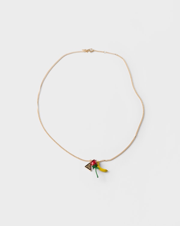 Enameled metal necklace - Gold/Multicolor Enameled metal necklace - Gold/Multicolor