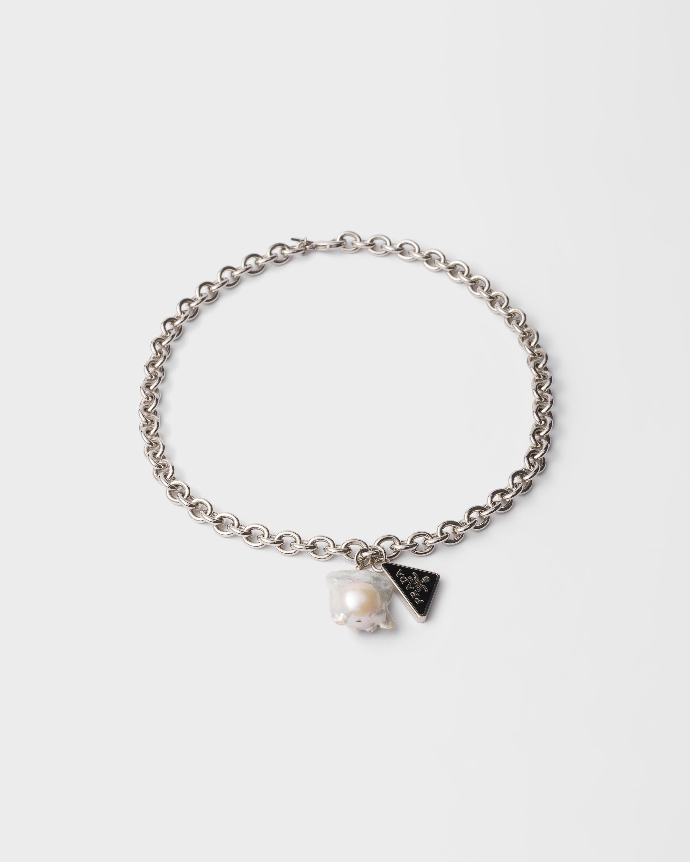 Steel/pearl Metal Necklace With Pearl | PRADA