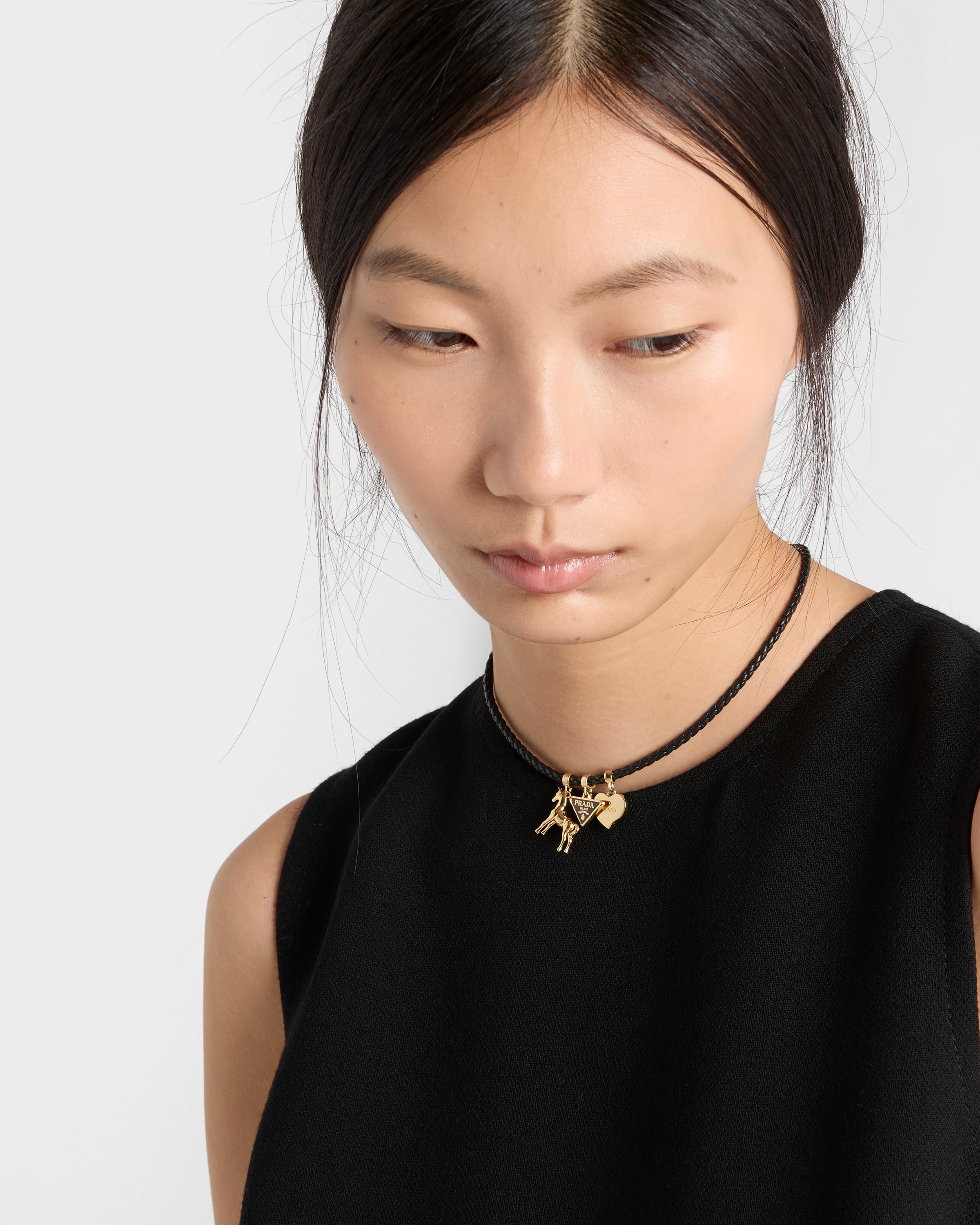 Black Braided Nappa Leather Choker | PRADA - Canada