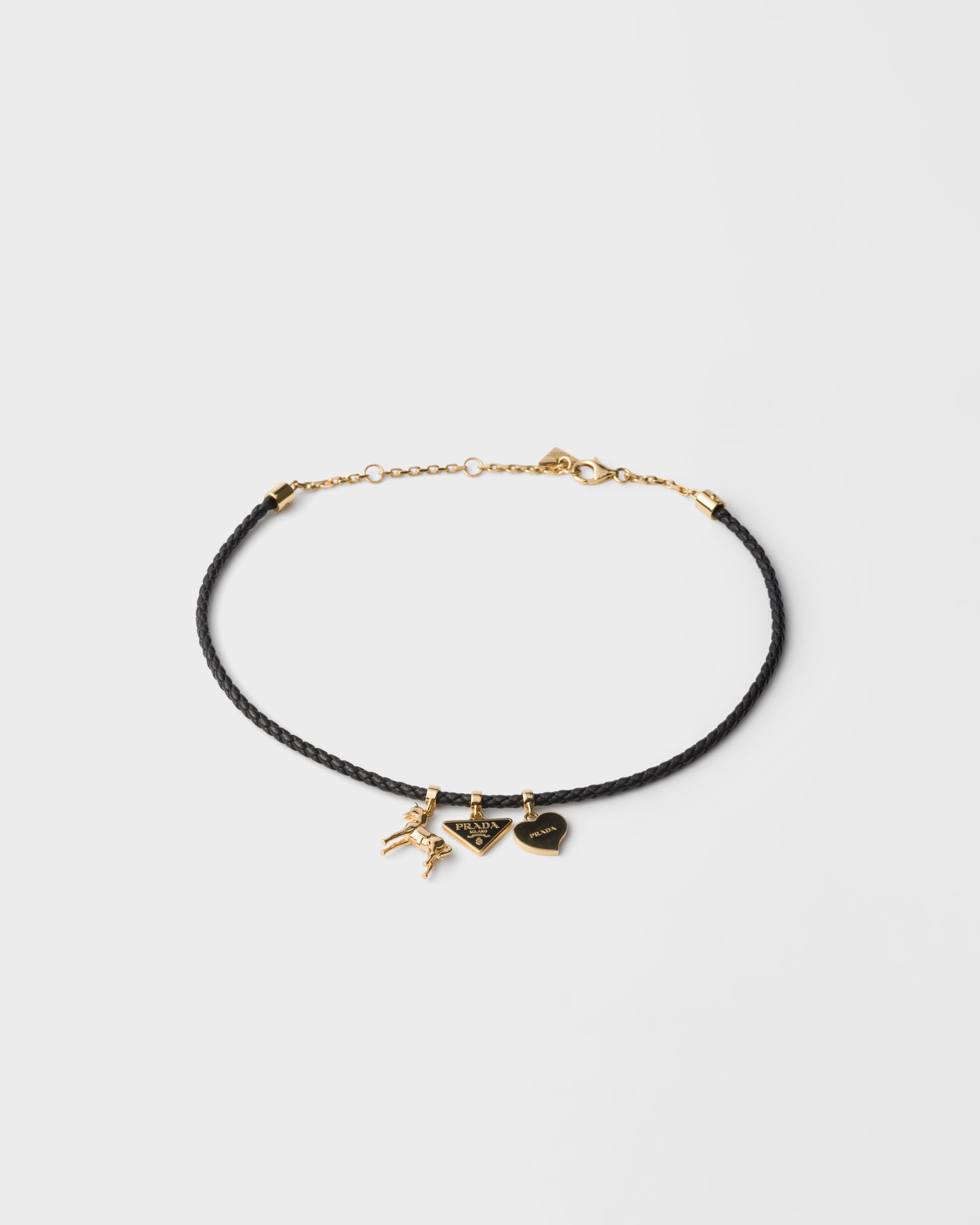 Black Braided Nappa Leather Choker | PRADA