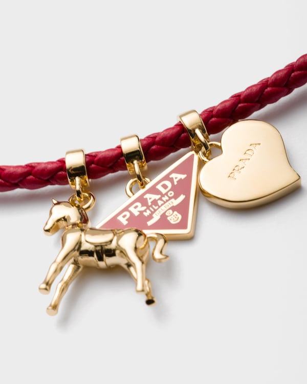 Braided nappa leather choker - Red Braided nappa leather choker - Red