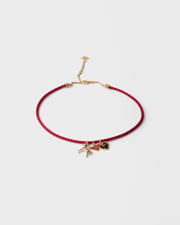 Braided nappa leather choker - Red Braided nappa leather choker - Red