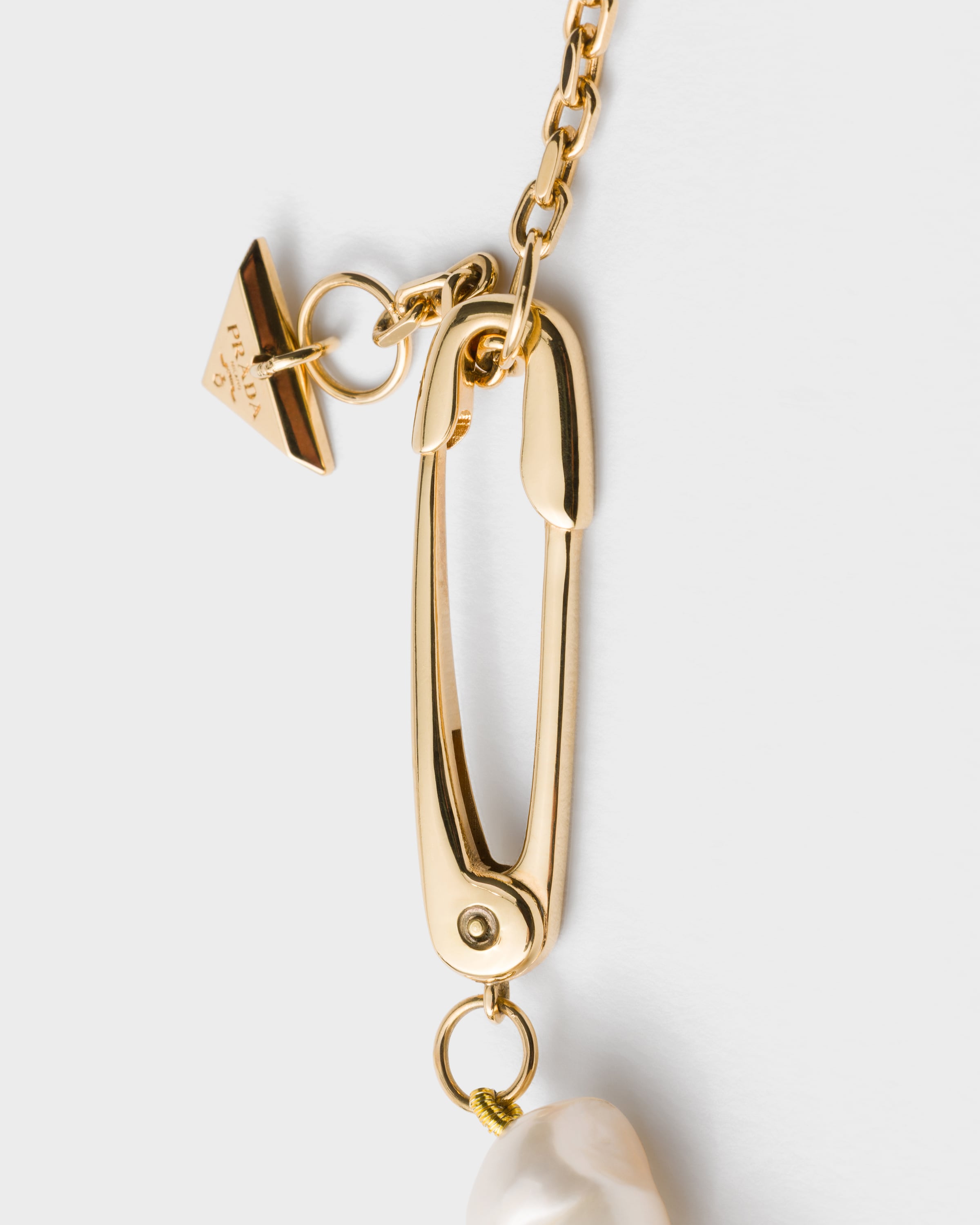Gold/Pearl Metal and pearl necklace | PRADA - United States