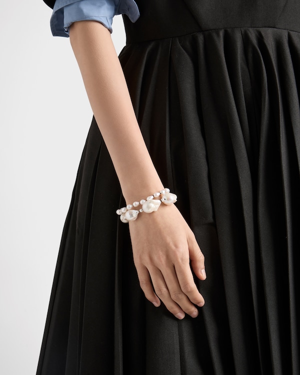 Metal ankle bracelet with pearls - Gold/Pearl Metal ankle bracelet with pearls - Gold/Pearl