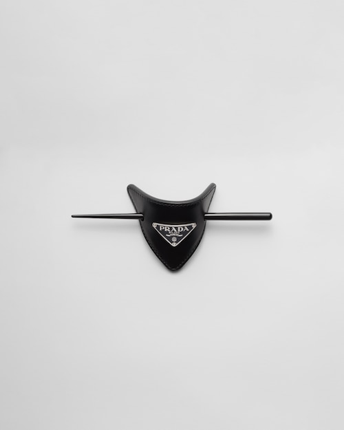 Prada 三角标皮革发簪头饰 1