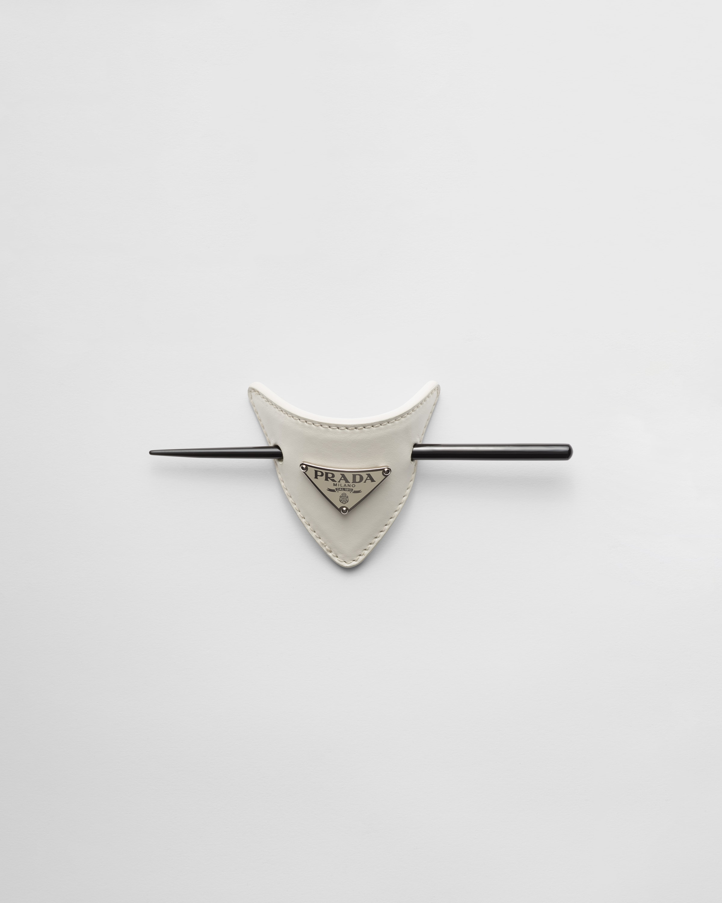 White Leather hair clip | Prada