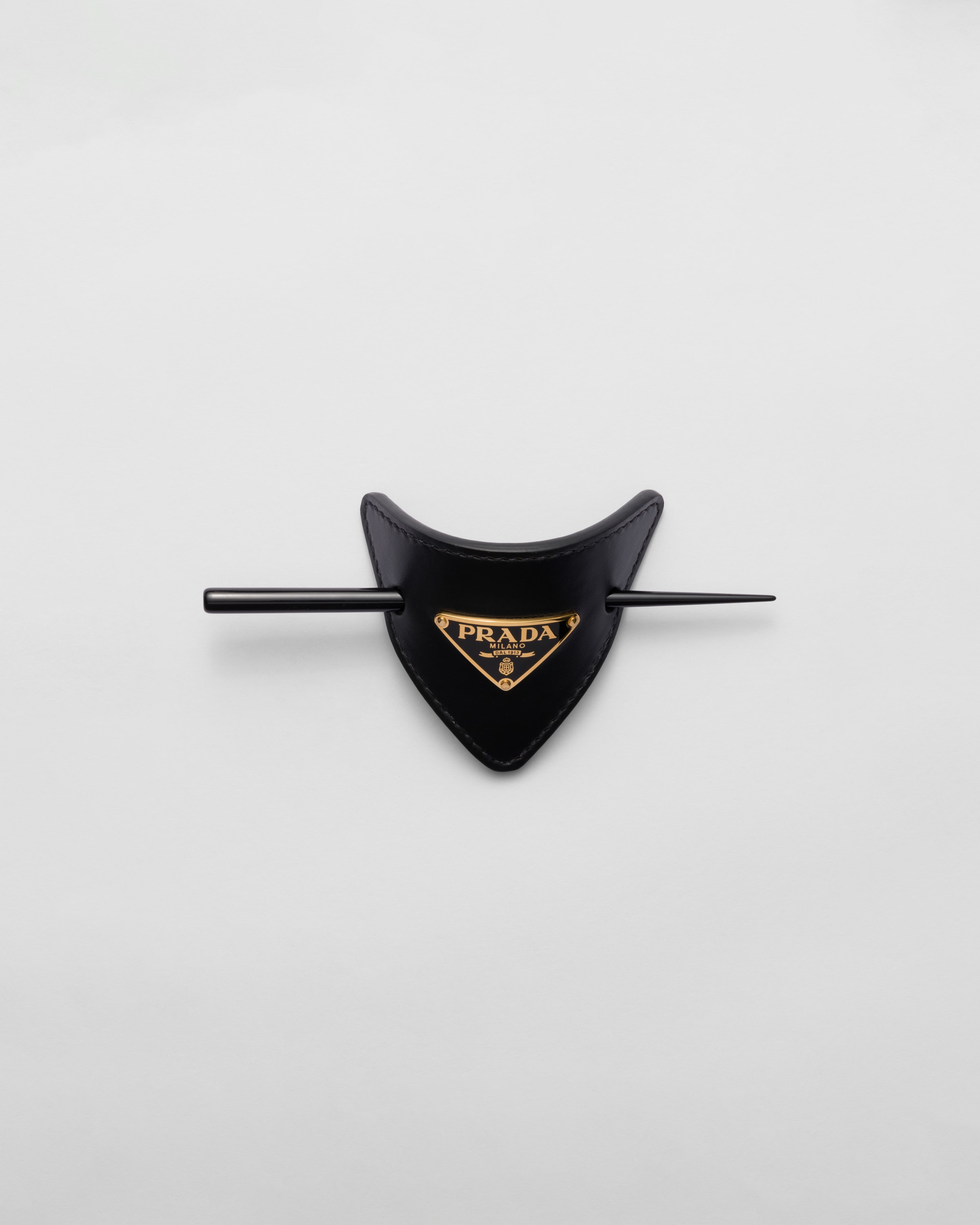 Prada Fermaglio Per Capelli In Pelle, Donna, Nero