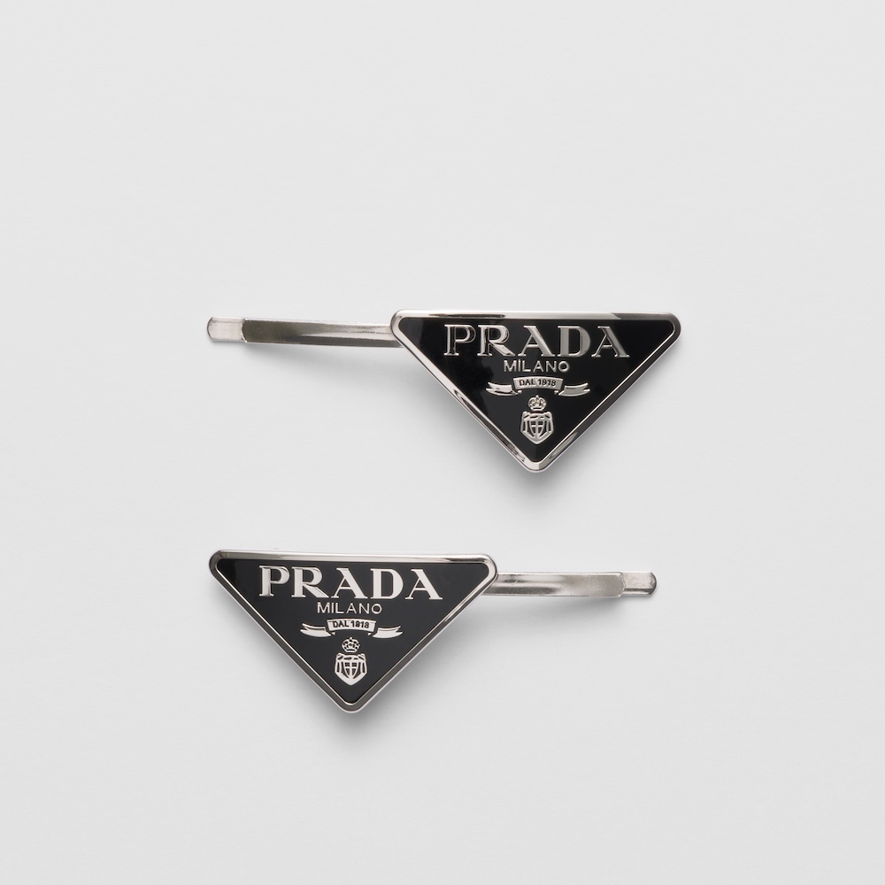 Black Metal hair clips | Prada