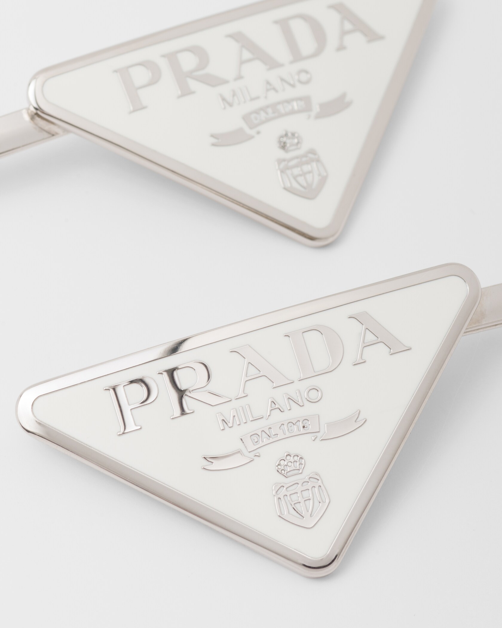 White Metal Hair Clips PRADA