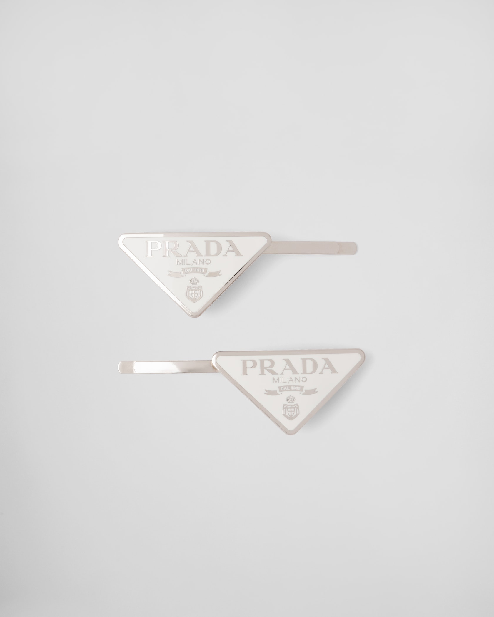 White Metal Hair Clips PRADA