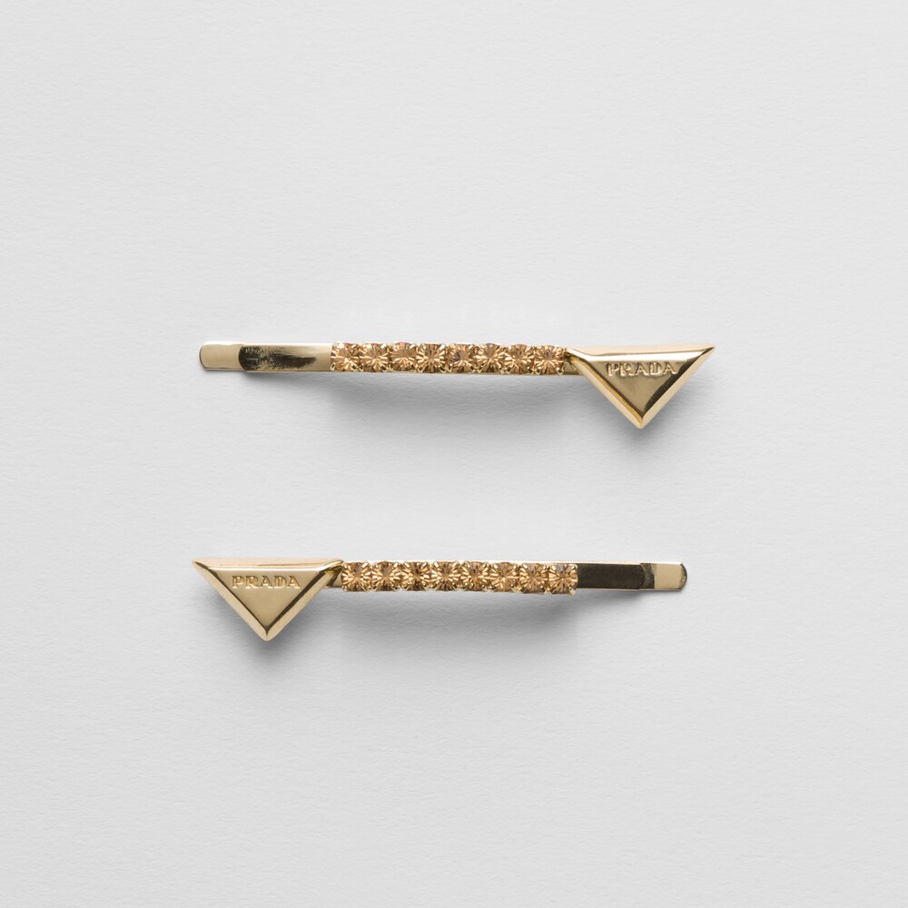 Gold/topaz Light Embellished brass hair clip Prada
