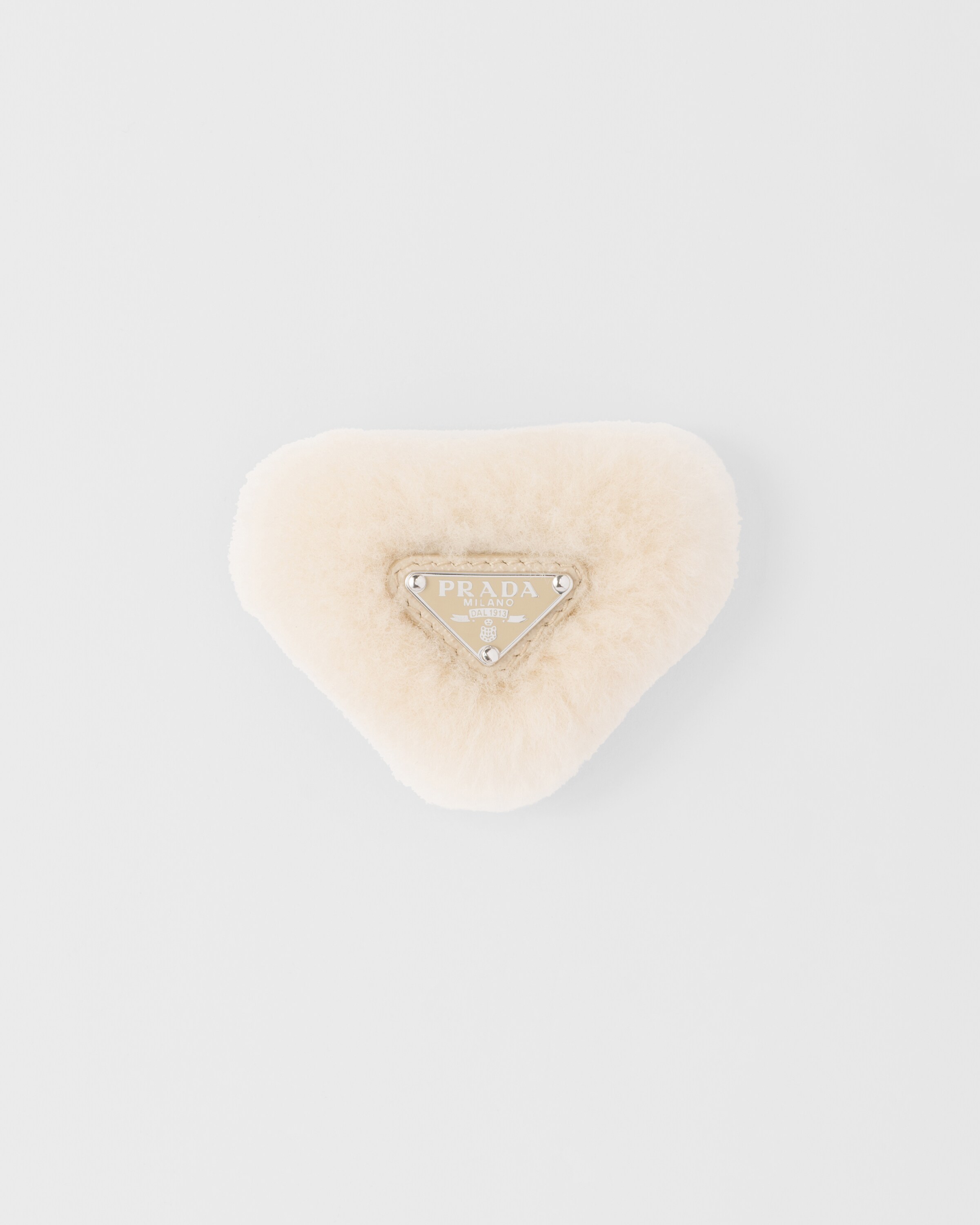 Prada Shearling Hair Clip In Ecru