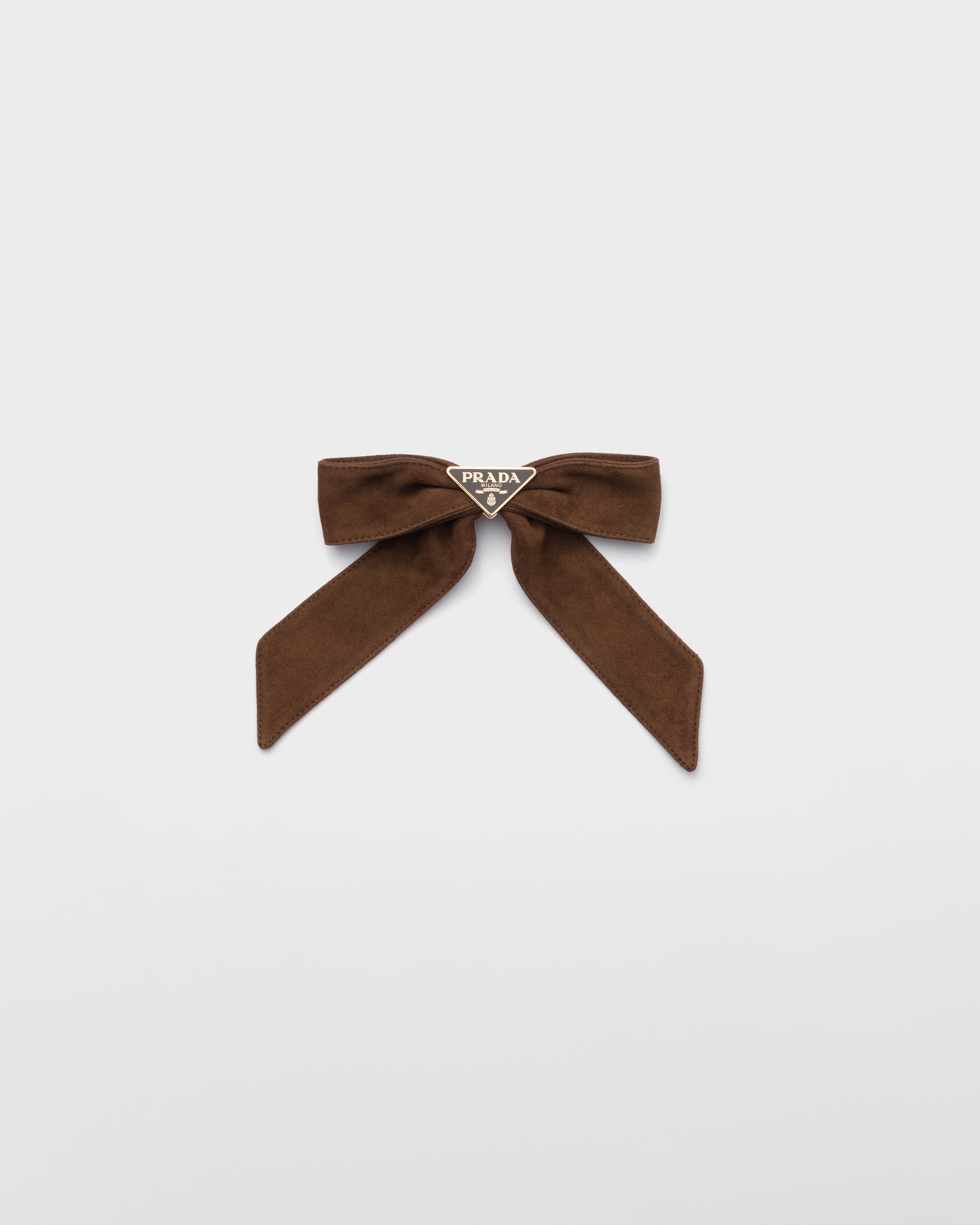 Prada Suede Hair Clip In Brown