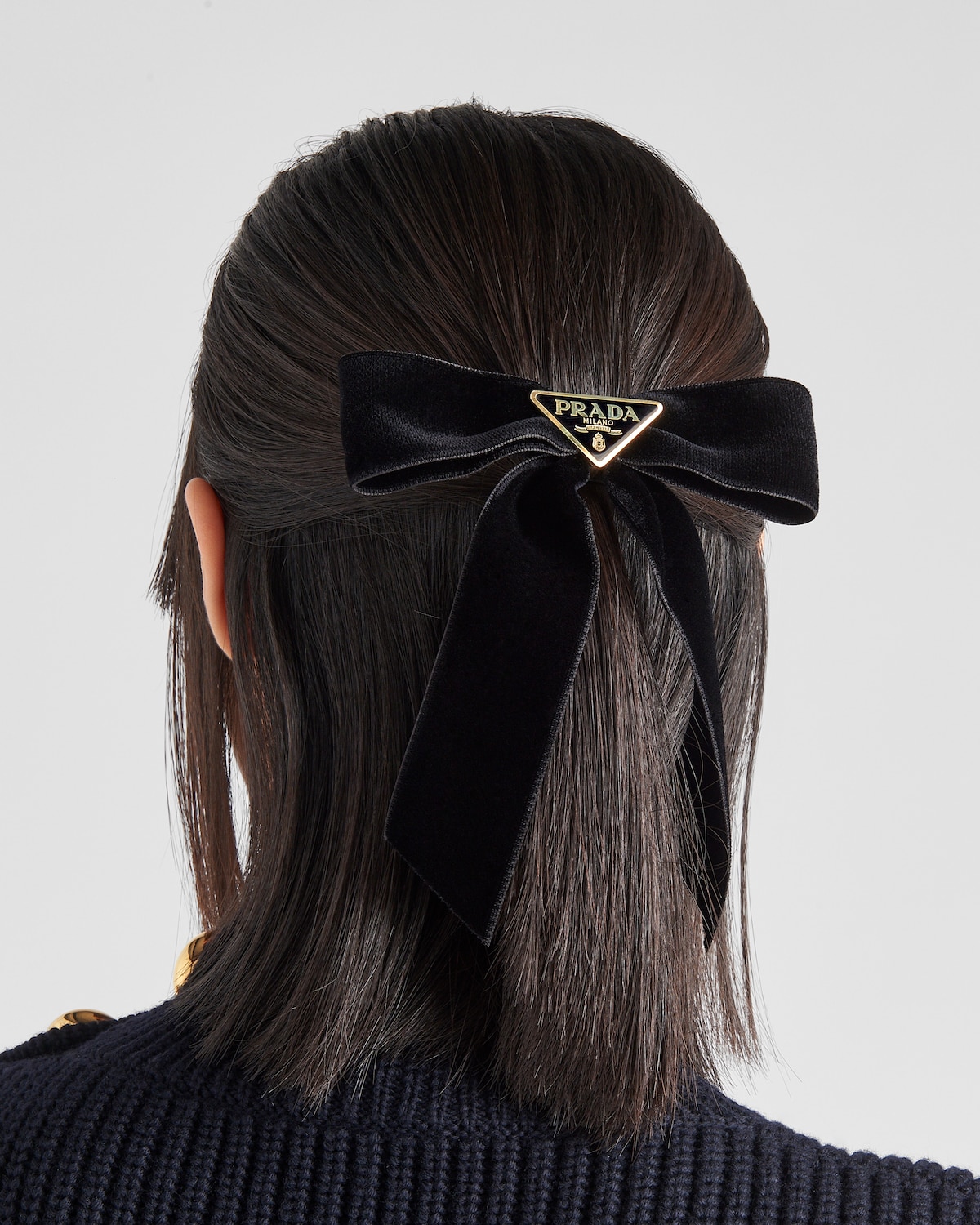 Black Velvet Hair Clip PRADA