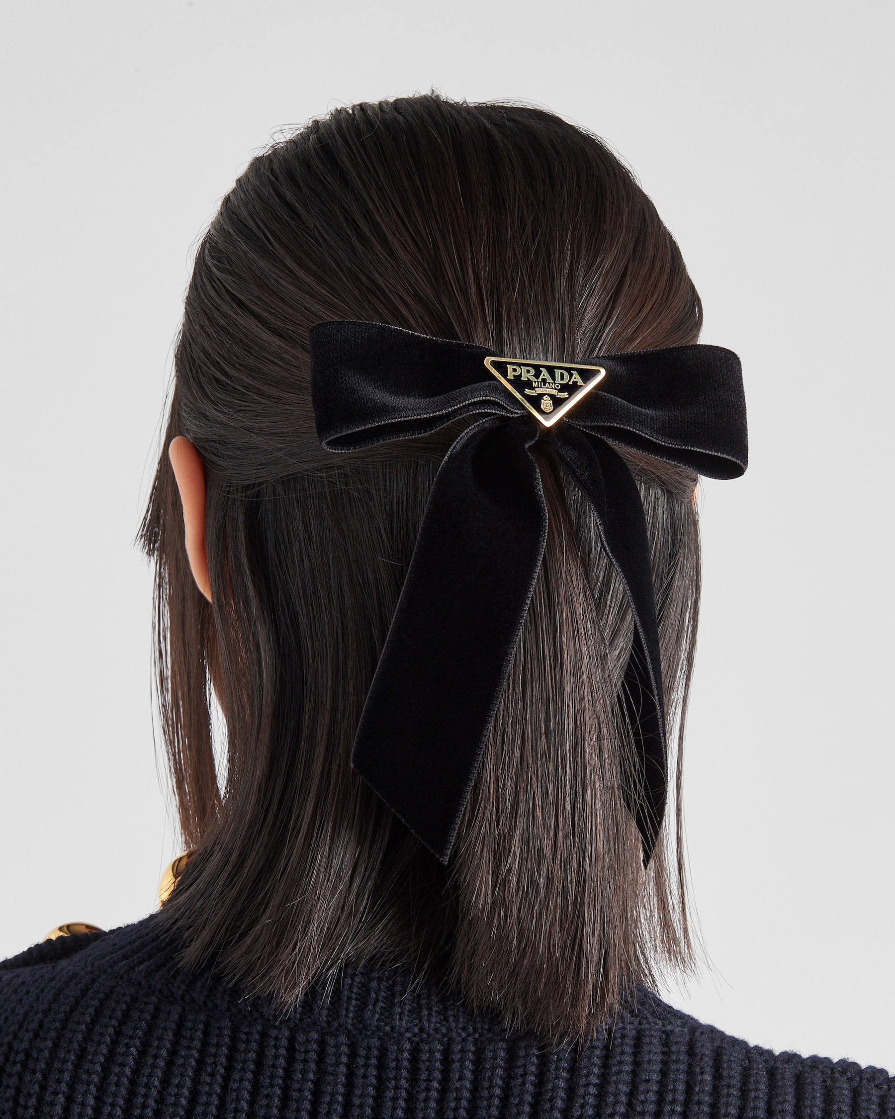 Black Velvet Hair Clip PRADA