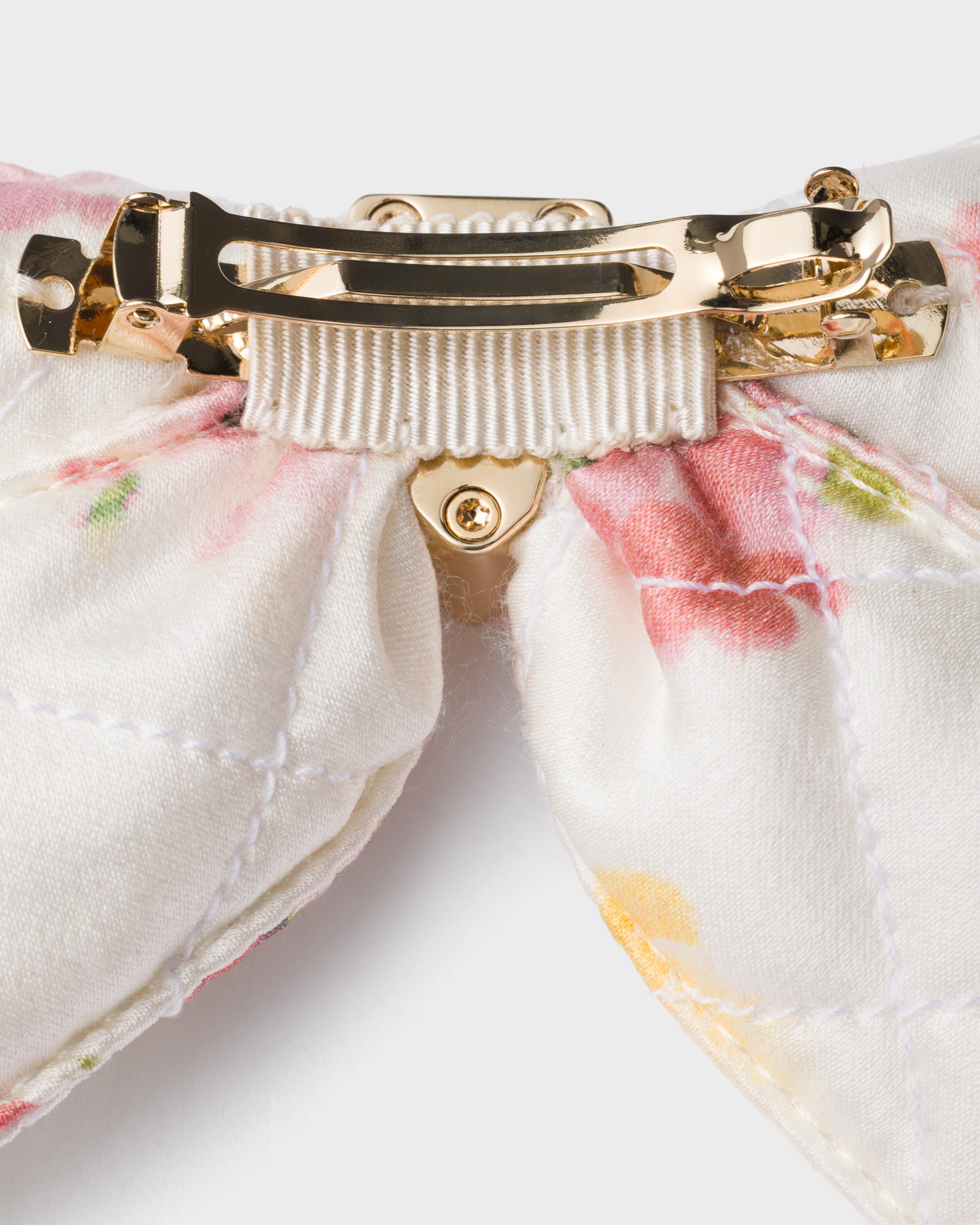 Floral-print satin hair clip