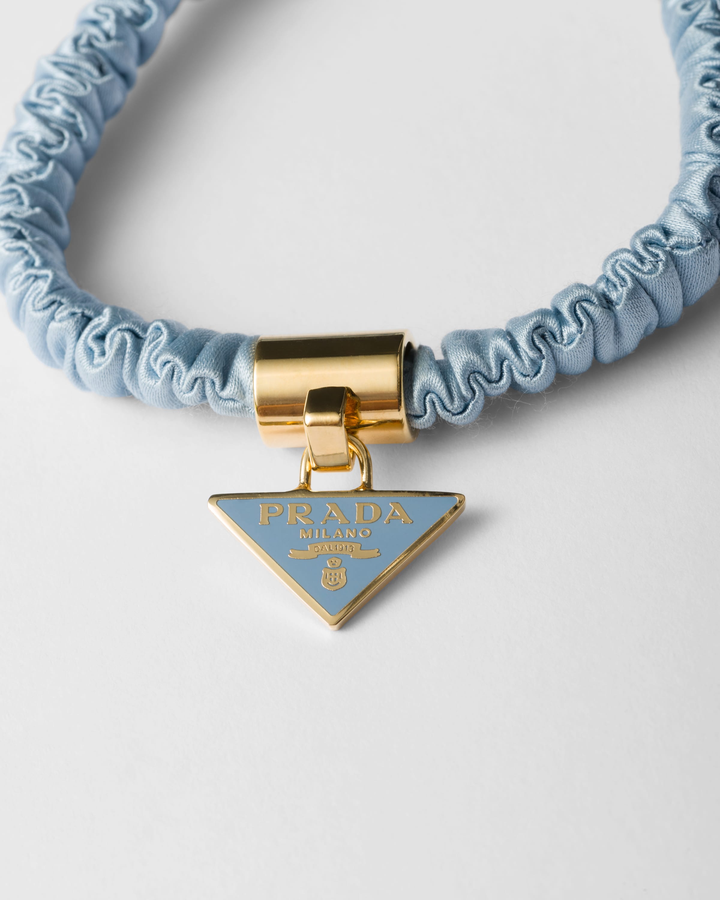 Prada Womens Black Branded-charm Pack Of Two Satin Hair Ties In Black/light Blue